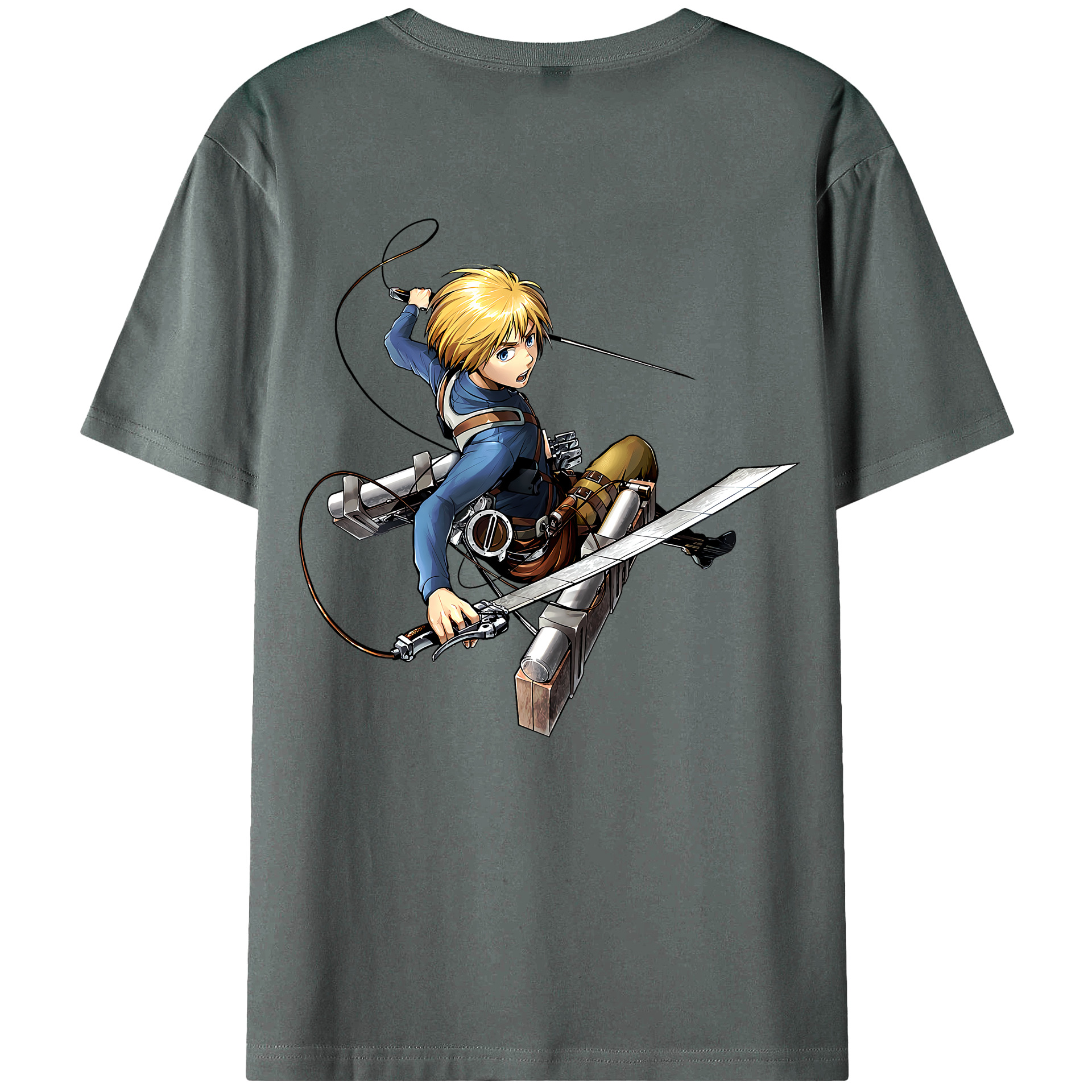 （画像用） 進撃の巨人 アルミン·アルレルト Attack on Titan Armin Arlert 綿100％ メンズ半袖Tシャツ（バックプリント） 通気性